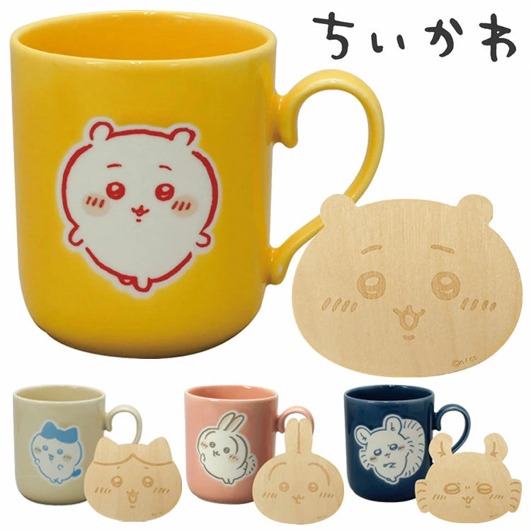 ☆現貨(24小時內出貨). 日本吉伊卡哇Chiikawa 日本製 瓷器 花園餐具 陶瓷馬克杯&雷射切割杯墊 組合 300ml